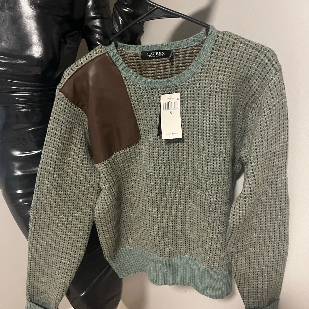 Lauren Green Sweater with Brown Patch